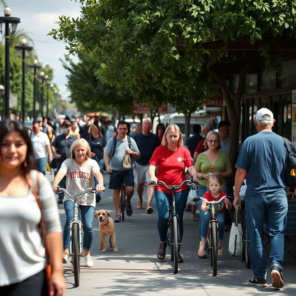 A wide, tree-lined street in Old North Davis, California, with historic homes and bicycles parked, reflecting the city's bike-friendly and community-oriented character.